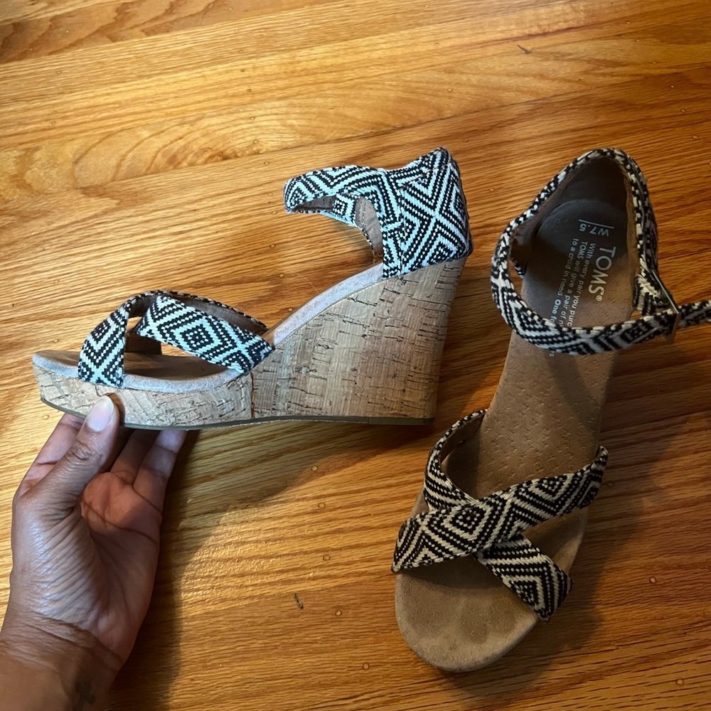 Tom’s black and white espadrilles